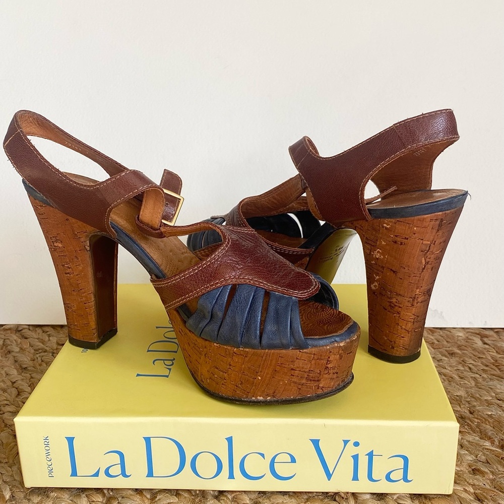 Chie Mihara Tan and Blue Platform Heels - Picture 2 of 15